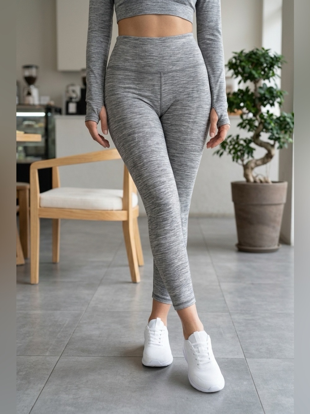 NWT FourLaps Women’s Arc Gray Space Dye Ankle Length Athletic Leggings - Size S